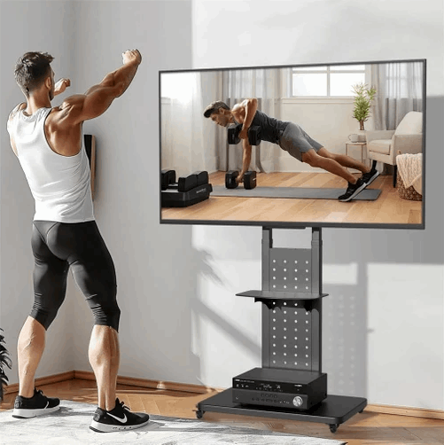 32"-65" Floor TV Stand Wheeled TV Mount Bracket Rotate for Vertically Horizontally Support