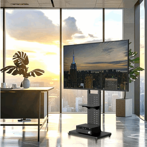 32"-65" Floor TV Stand Wheeled TV Mount Bracket Rotate for Vertically Horizontally Support