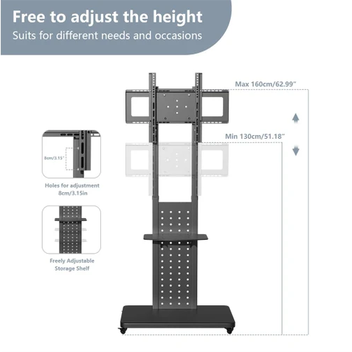 32"-65" Floor TV Stand Wheeled TV Mount Bracket Rotate for Vertically Horizontally Support
