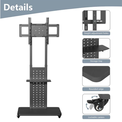 32"-65" Floor TV Stand Wheeled TV Mount Bracket Rotate for Vertically Horizontally Support