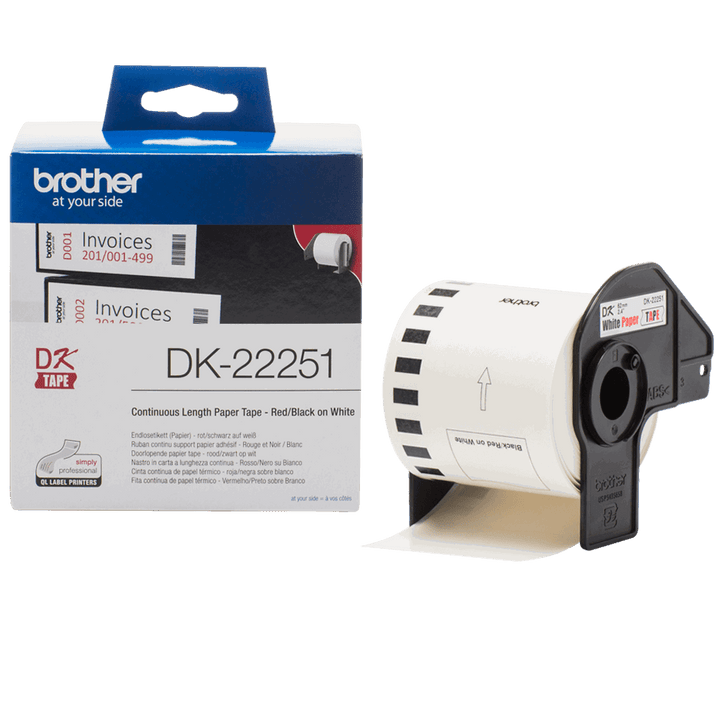 Brother Dk 22251 Consumer Paper Roll Paper Roll 62 Mm X 15.24 M (With Black/Red Print)