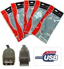 A pack of 8ware UC-2003AAE USB 2.0 certified extension cables with transparent metal sheath, 3 meters in length, displayed in red and white packaging.