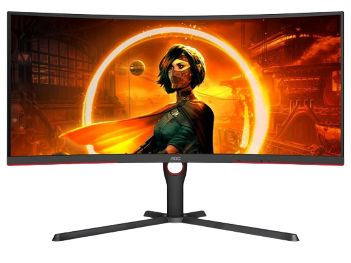 Aoc 34' Va, Wqhd (21:9) 3440 X1440, Curved 1000 R, 1ms, 165 Hz 300nits, 2 H, 2 Dp, Usb 3.2 Gen1 X4, Height Adjustable Stand, 5 W Spk, Vesa 100 X100mm (Ls)