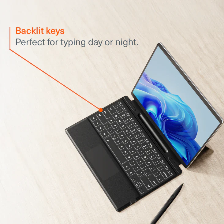  Cygnett Magnetic Keyboard Case for Microsoft Surface Pro 8/9/10/11 in a sleek upright position with keyboard.