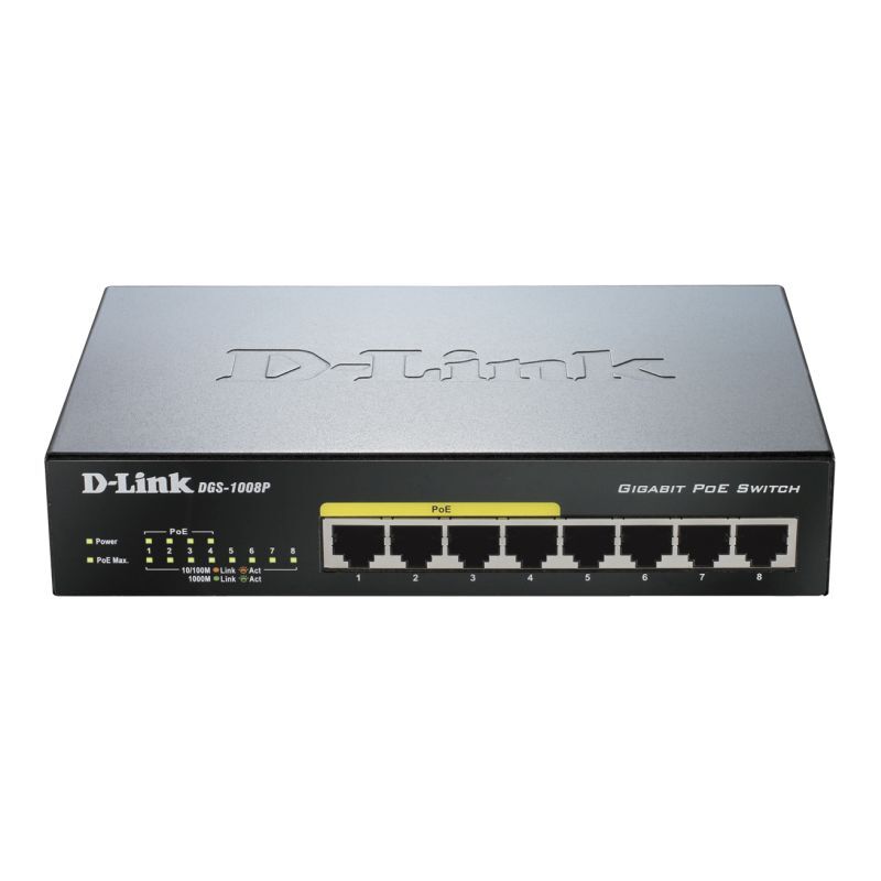 D-Link DGS-1008P | 8-Port Gigabit Unmanaged PoE+ Switch