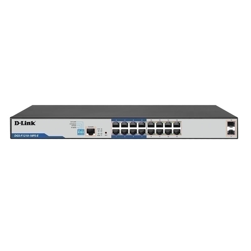 D-Link DGS-F1210-18PS-E | 18-Port Gigabit Smart Managed PoE+ Switch