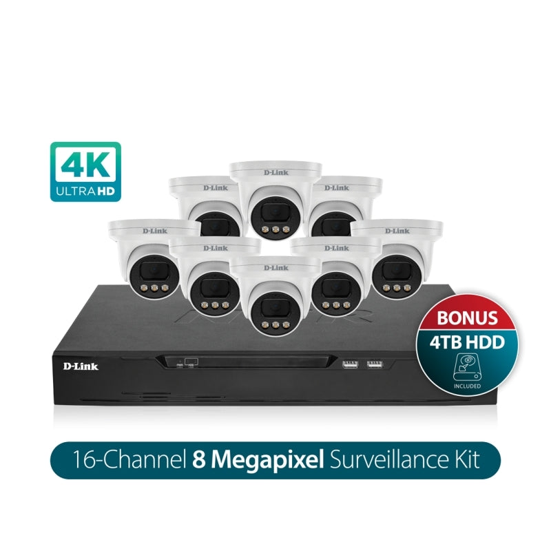 D-Link Vigilance DNR16P-8MP-4TB Surveillance Kit