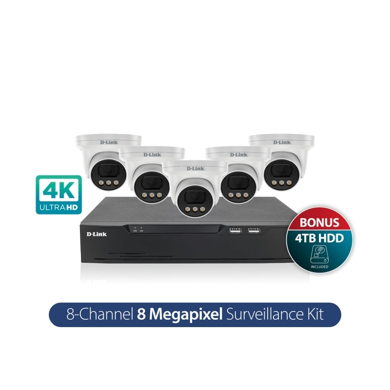 D-Link Vigilance DNR8P-8MP-4TB Surveillance Kit