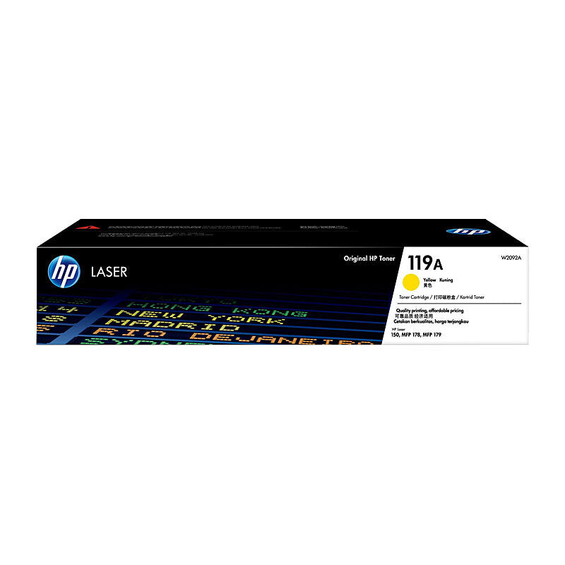 HP 119A W2092A — yellow toner retail packaging
