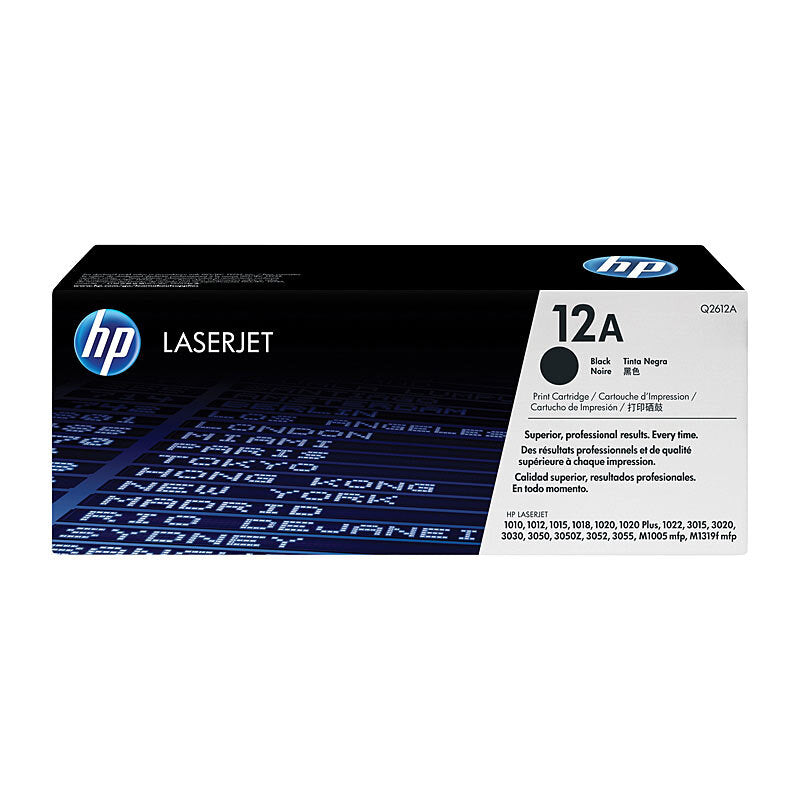 HP 12A Q2612A — black toner retail box, front view