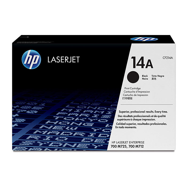 HP 14A CF214A — black toner retail box, front view