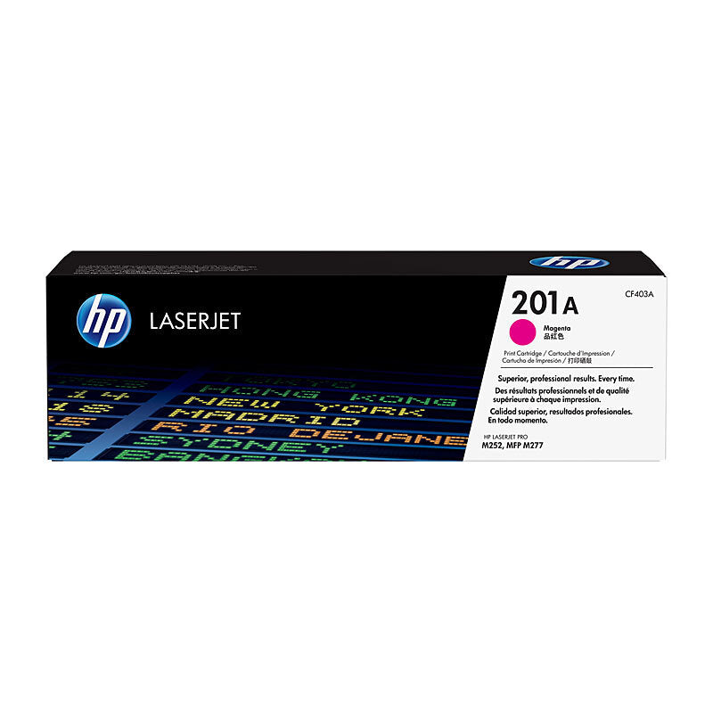 HP 201A CF403A — magenta toner retail box, front view