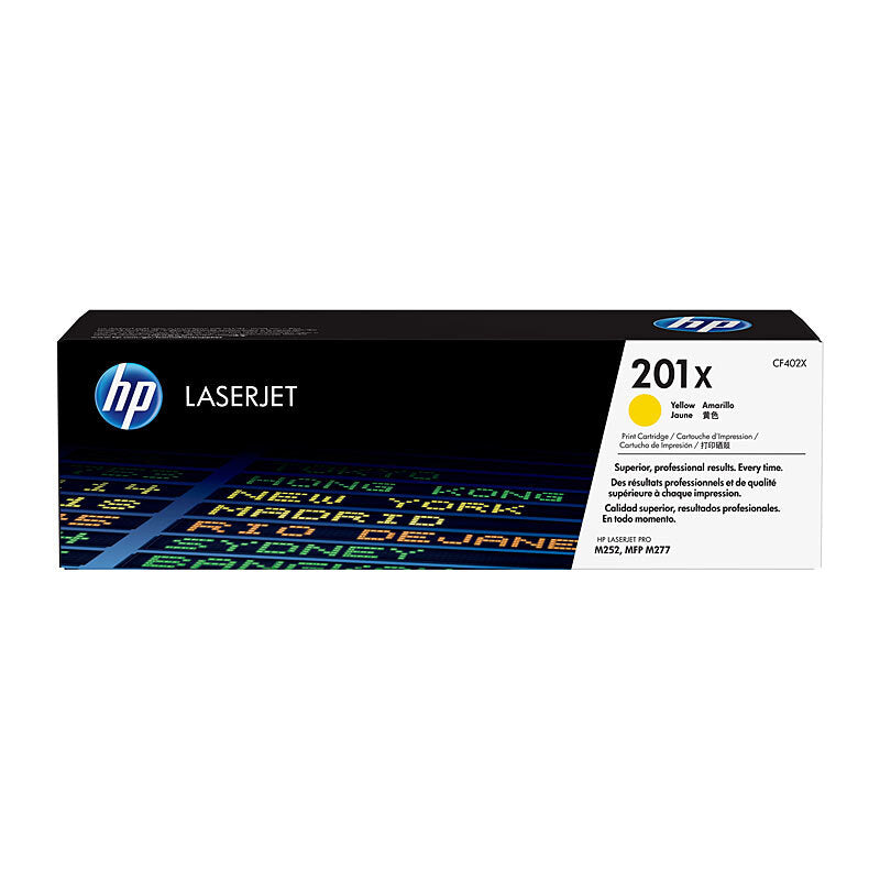 HP 201X CF402X — yellow toner retail packaging