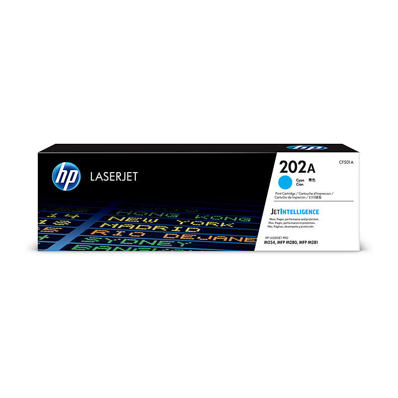 HP 202A CF501A — cyan toner retail packaging