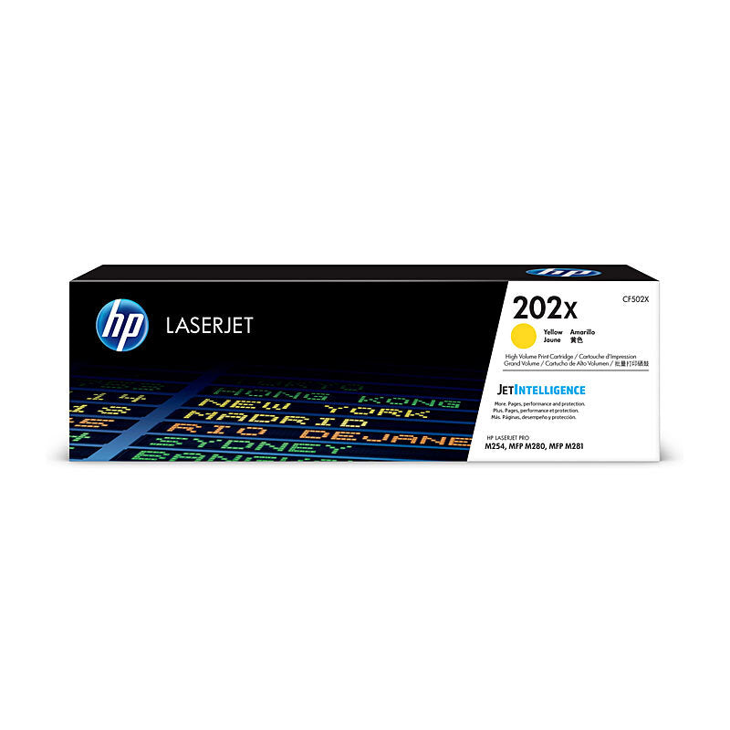HP 202X CF502X — yellow toner retail packaging