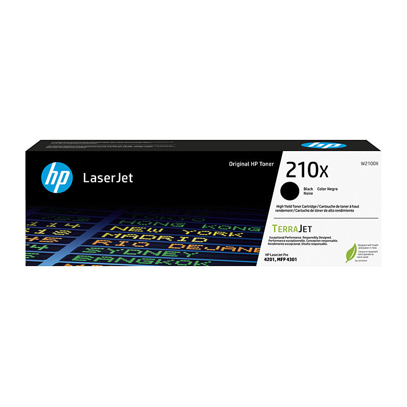 HP 210X W2100X — black toner retail packaging