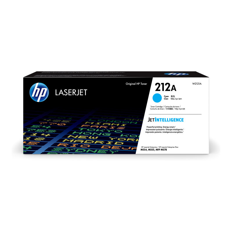 HP 212A W2121A — cyan toner retail box, front view