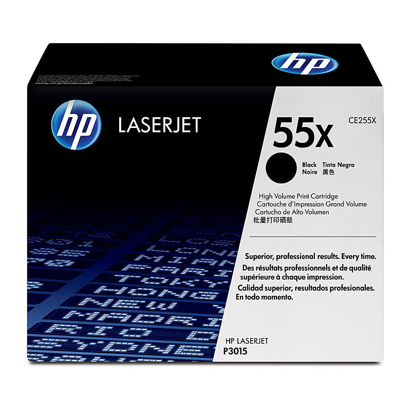 HP 55X CE255X — black toner retail packaging