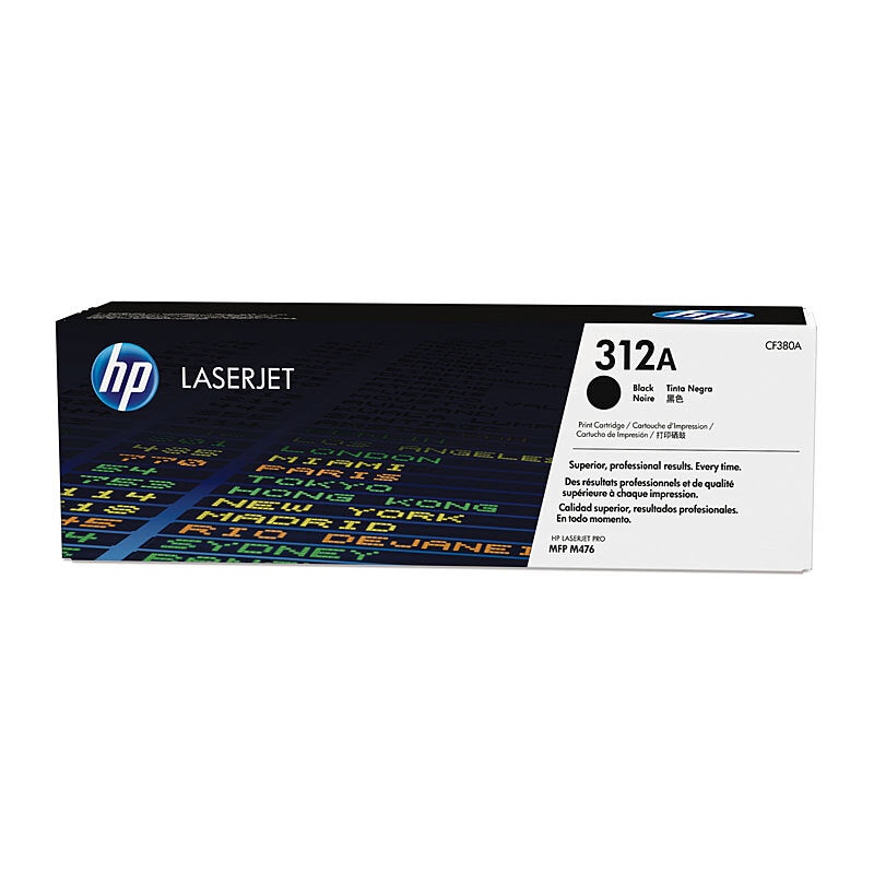 HP 312A CF380A — black toner retail box, front view