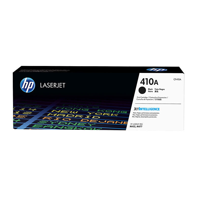 HP 410A CF410A — black toner retail box, front view