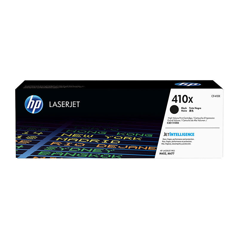 HP 410X CF410X — black toner retail packaging