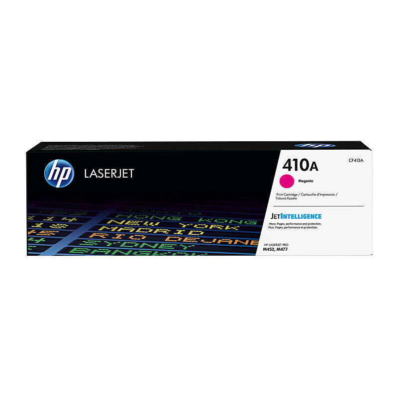 HP 410A CF413A — magenta toner retail box, front view