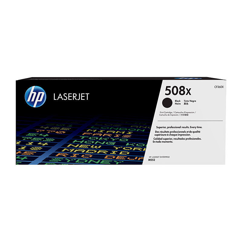 HP 508X CF360X — black toner retail packaging