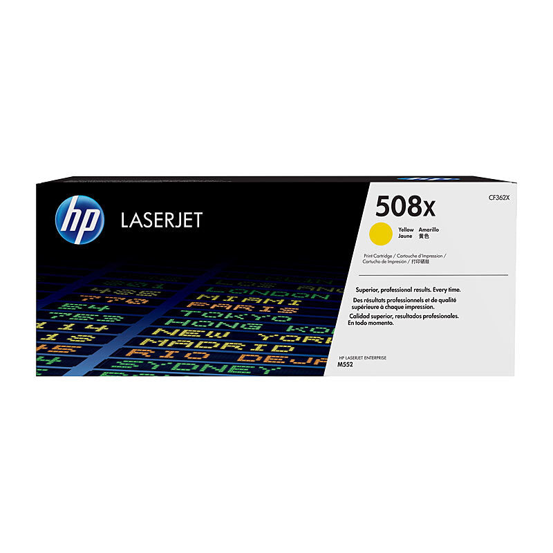 HP 508X CF362X — yellow toner retail packaging