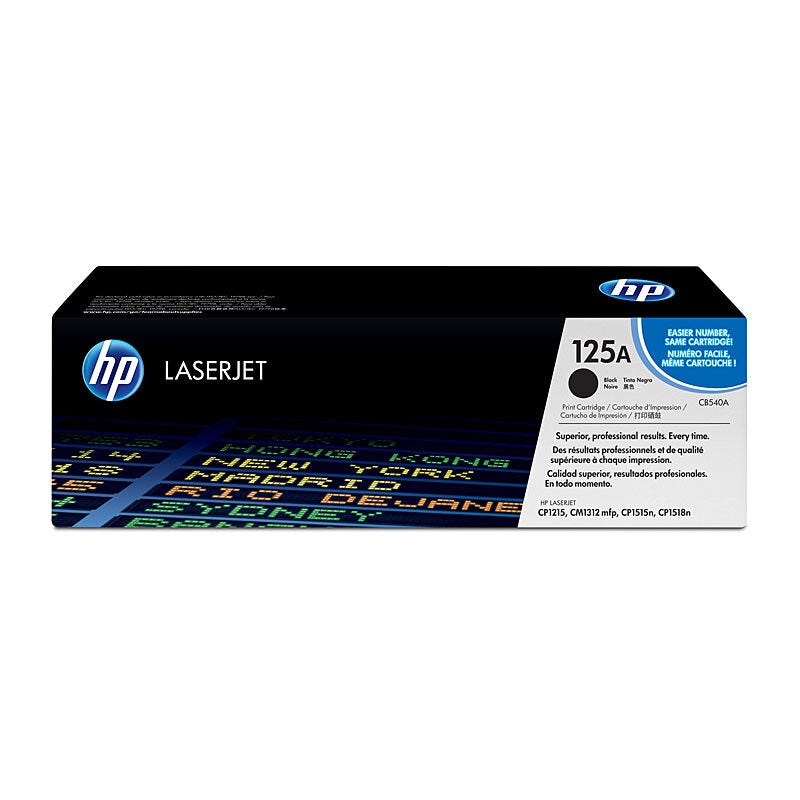 HP 125A CB540A — black toner retail box, front view