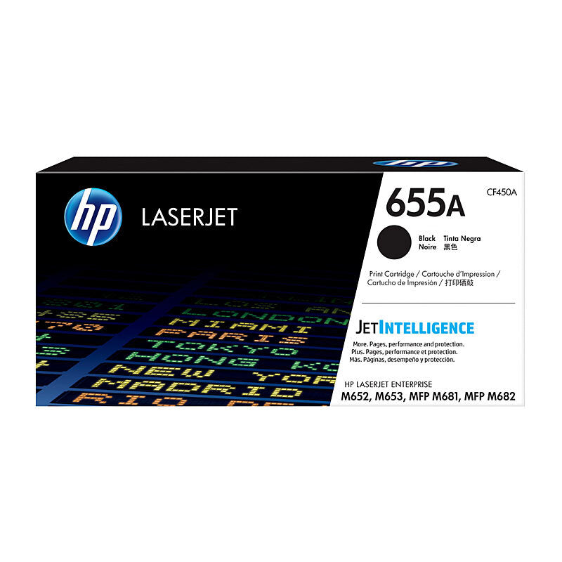 HP 655A CF450A — black toner retail packaging