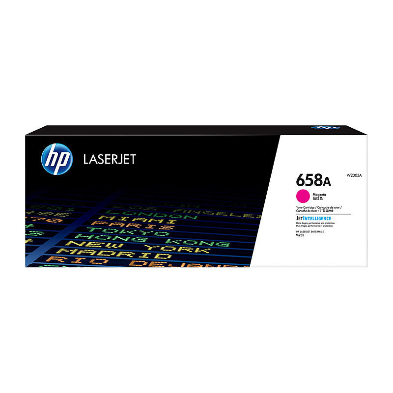 HP 658A W2003A — magenta toner retail box, front view