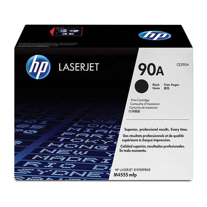 HP 90A CE390A — black toner retail box, front view