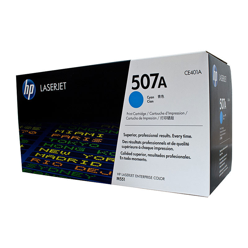 HP 507A CE401A — cyan toner retail packaging