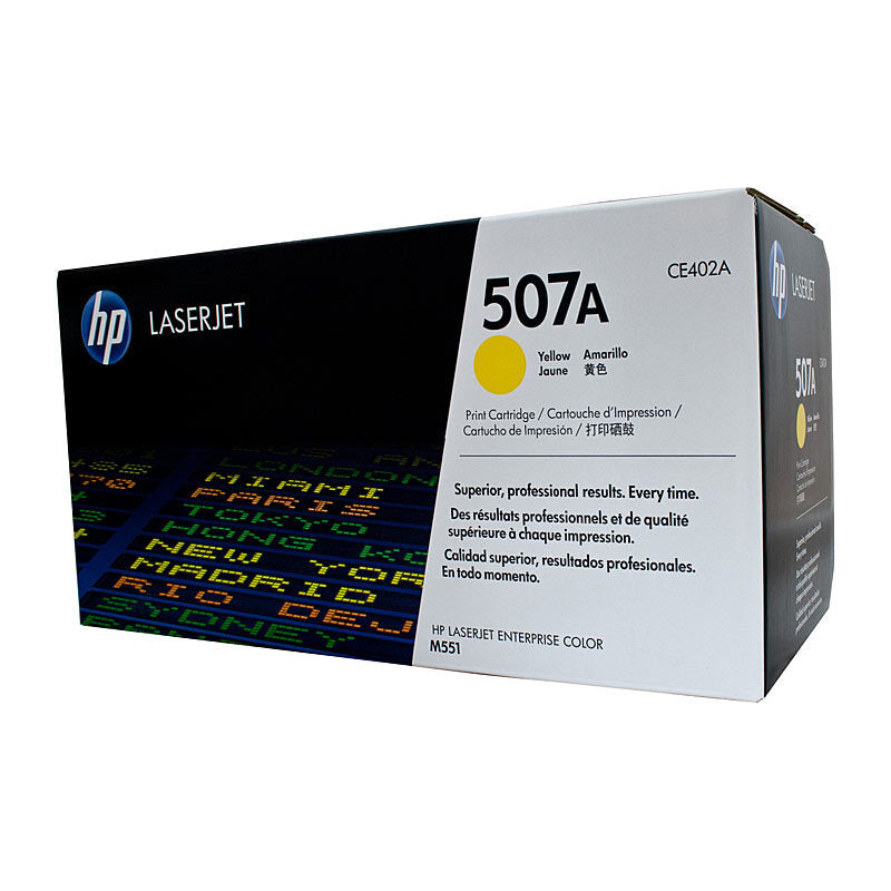 HP 507A CE402A — yellow toner retail packaging