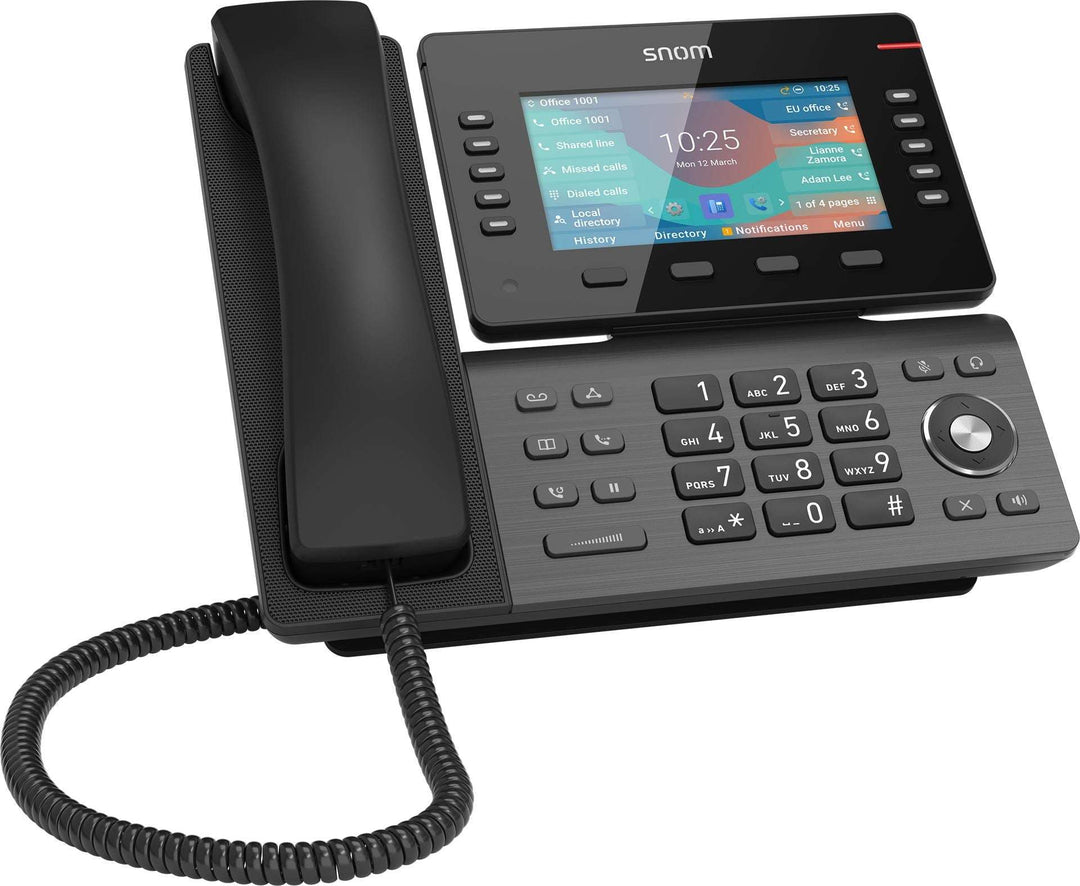Snom D865 Large Tiltable 5 Inch Ips Colour Display 2x Usb 2.0 High Speed Connection 10 Programmable Function Keys Dual Band Wi Fi And Bluetooth