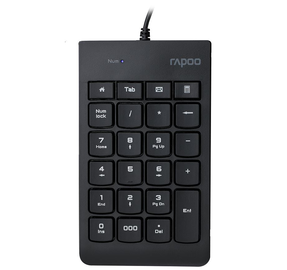 Rapoo K10 Wired Numeric Number Pad Keyboard Spill Resistant Design, Laser Carved Keycap, Spill Resistant Design