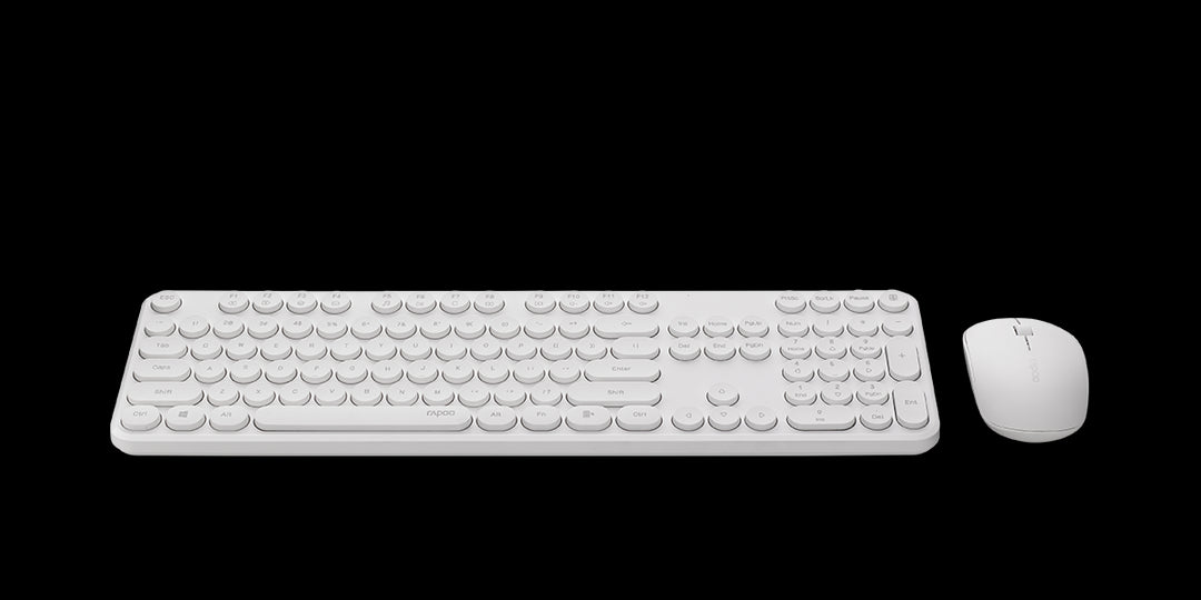 Rapoo X260 S Wireless Optical Mouse & Keyboard Black 2.4 G Connection, 10 M Range, Spill Resistant, Retro Style Round Key Cap, 1000 Dpi White By Order