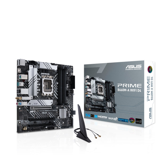 Asus B660 M Prime B660 M A Wifi D4 Intel Lga 1700 M Atx Motherboard Pc Ie 4.0, 2x M.2, Intel 1 Gb Ethernet, Intel Wi Fi 6, Dp, 2x Hdmi
