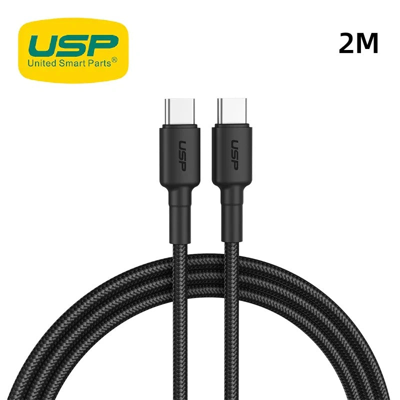 USP BoostUp Braided USB-C to USB-C Cable 2m — Black