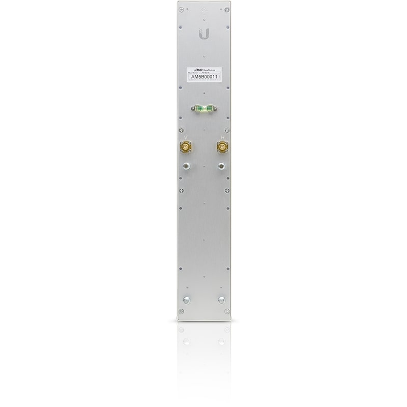 Rectangular metal device with Ubiquiti logo on a white background