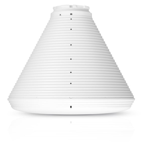 White lampshade with pleated design on a white background