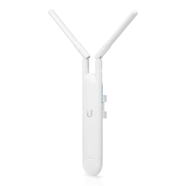 White wireless router with antennas on a white background