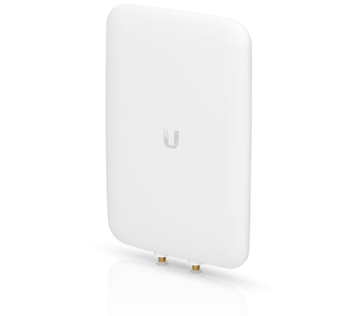 White Ubiquiti network antenna on a white background