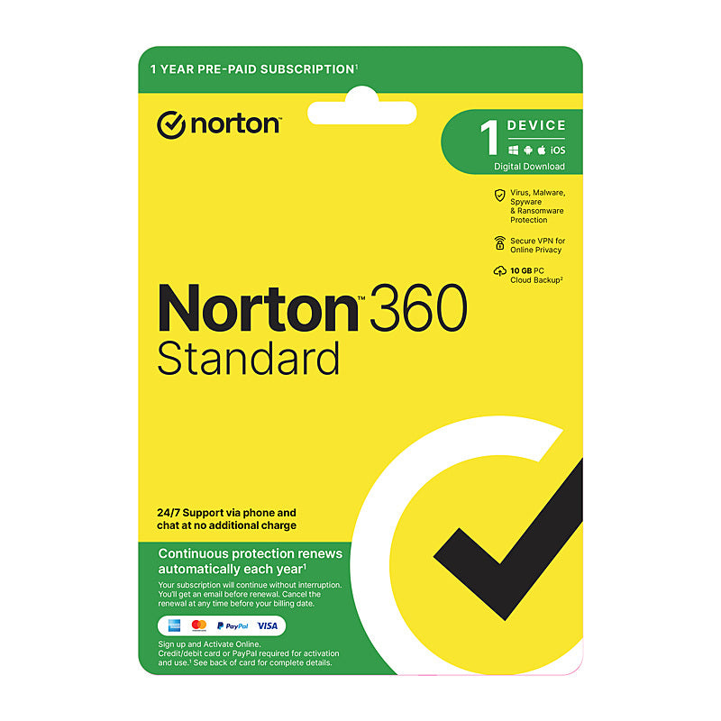 Norton 360 Standard Protection  - 1 User 1 Device 1 Year Sub - ESD Version