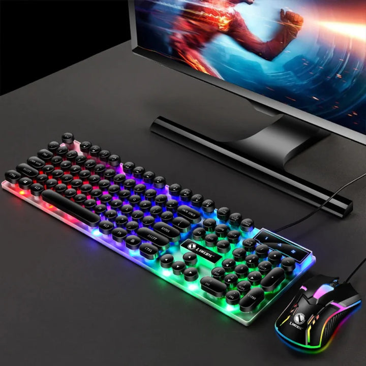 GTX300 Punk Retro Gaming Set: Mechanical Keyboard, Backlit, USB