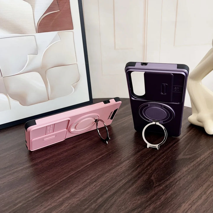 Samsung Galaxy Compatible Case with Sliding Camera Cover & Ring Stand