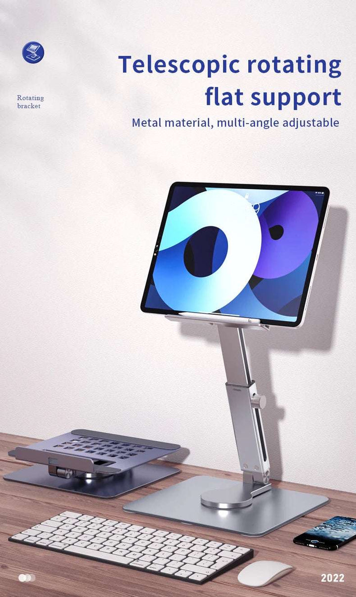 Aluminum Tablet Stand 360°Rotating Folding Adjustable Desk Holder Mount Riser for iPad Pro Air 4 Mini 12.9 4-14 Inch Xiaomi Tab
