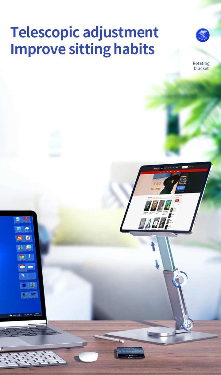 Aluminum Tablet Stand 360°Rotating Folding Adjustable Desk Holder Mount Riser for iPad Pro Air 4 Mini 12.9 4-14 Inch Xiaomi Tab
