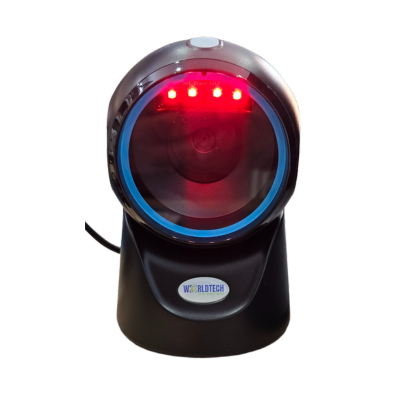 WorldTech WTP-9601D Fast Scanning 2D Omnidirectional Barcode Scanner with LED lights.
