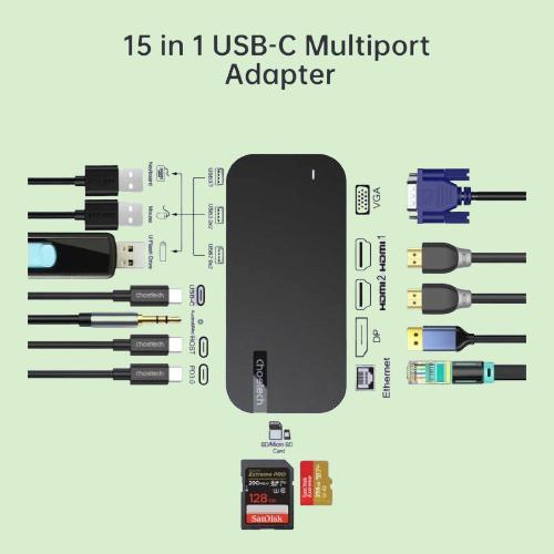 Choetech HUB-M52: Powerhouse Docking Station with 15 Ports Including Dual HDMI and PD3.0"